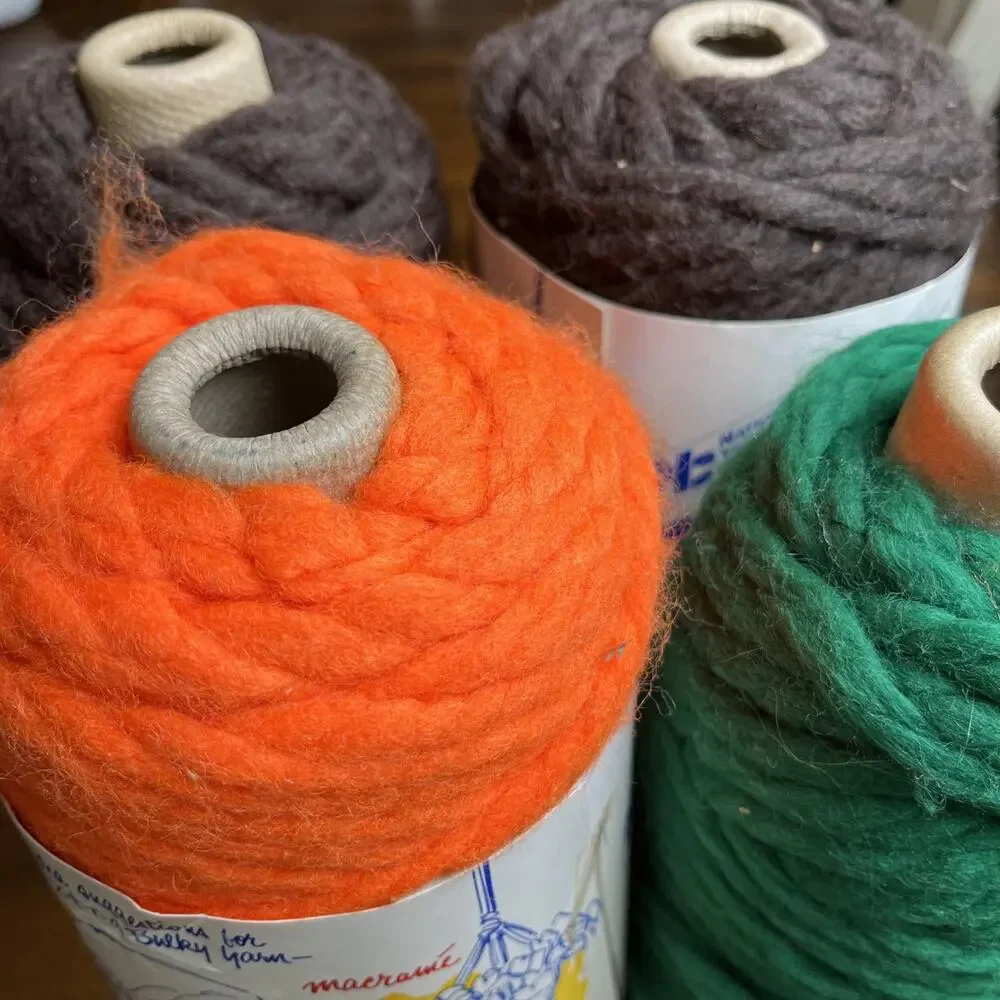 Vintage National Yarn Crafts Extra Bulky Yarn Lot, 3 ply Macrame Knitting Craft